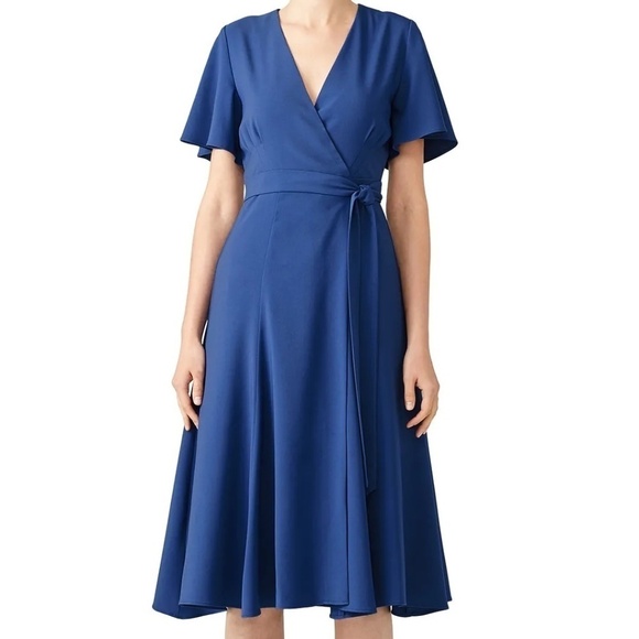 Hutch Kiera Midi Wrap Dress Blue M - Picture 1 of 11